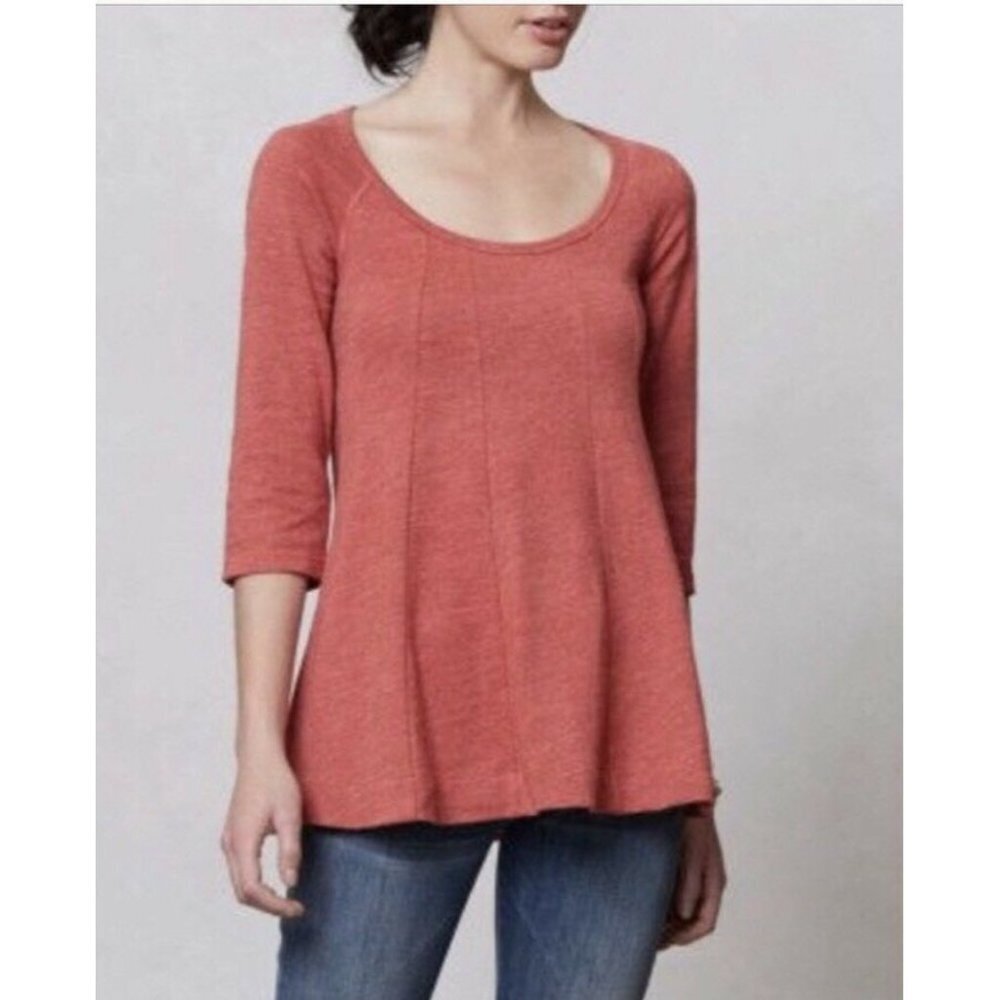 Anthropologie DELETTA Pathed Seams Top coral rust